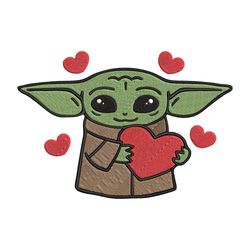 Baby Yoda With Heart Embroidery Designs