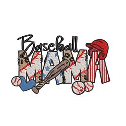 Baseball Mama Embroidery Design, Mother Day Machine Embroidery Files