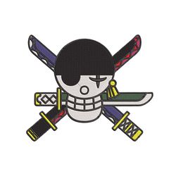 Zoro Skull Embroidery Design Pes File, One Piece Anime Embroidery Design