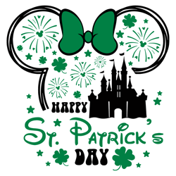Happy St Patricks Day Minnie Head Castle Svg Digital File