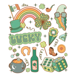 Lucky St Patricks Day Doodles Png Digital File