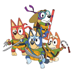 Funny Bluey Friends Turtle Png Sublimation