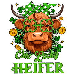 One Lucky Heifer St Patricks Day Cow Png Sublimation