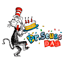 Retro Dr Seuss Day Birthday Cake Svg Digital Download