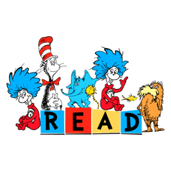Retro Read Dr Seuss Characters Svg Digital Download