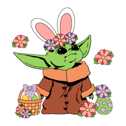 Floral Baby Yoda Easter Eggs Svg Digital Download