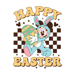 Mickey Happy Easter Checkered Svg Digital Download