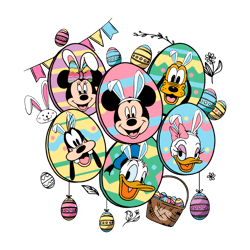 Mickey Friends With Bunny Ears Easter Eggs Svg Digital Download