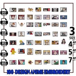 100 Anime Character Inspired Embroidery Designs Bundle