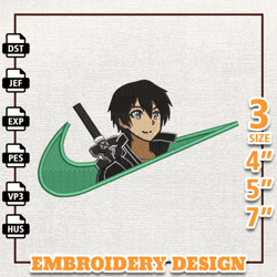 Nike Kirito Anime Embroidery Design, Best Anime Embroidery Design, Carol B Guerra