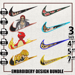 Bundle Anime Embroidery Design, Nike Anime Embroidery Design
