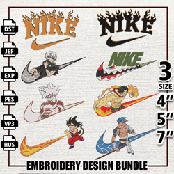 Bundle Anime Embroidery Design, Nike Embroidery Design