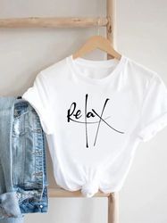 Letter Style Cute 90s Short Sleeve Tee Top Women Fashion Casual Clothing Female Ladies Graphic T Shirt Print T-shirt