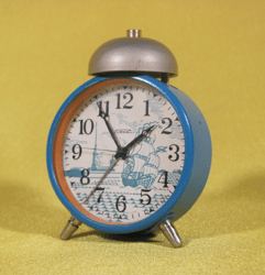 Vintage Desk Mini Alarm Clock Rocket Sailboat, Soviet Design Home Decor, Old Style Gift USSR 2