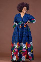 Ankara bright color gown, free flowing long ankara gown, vacation long dress for ladies, bright color print dress