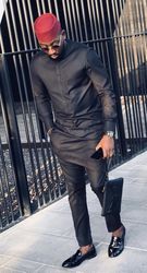 Black groom's suit, Black 2piece African men's fashion outfit, Black agbada styles, African fashion styles for men,