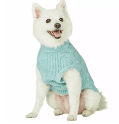 Ultra-soft & Warm Fuzzy Knit Crewneck Dog Sweater ,Color: Heatheredjade Crewneck