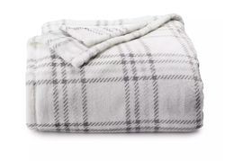 SuperSoft Plush Blanket ,Color: Gray Plaid