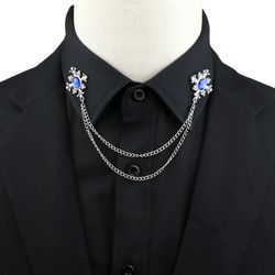 Tassel Brooch For Suit Shirt Collar | Crystal Cross Chain Lapel Pins