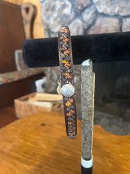 Handmade Custom Leather/Beaded Dog Collar