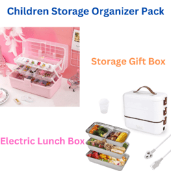 Children Hair Accessories Storage Gift Box & Electric Lunch Box Pack(US Customers)