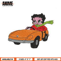 Betty Boop Driving Car Embroidery Files