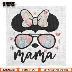 Mama Minnie Mouse Head Kingdom Sunglasses Embroidery
