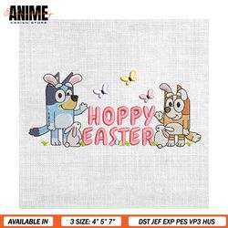 Hoppy Easter Bunny Bluey And Bingo Family Embroidery