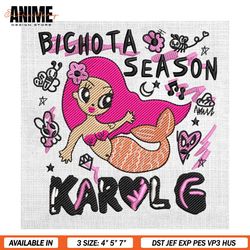 Karol G Pink Hair Mermaid Bichota Season Embroidery