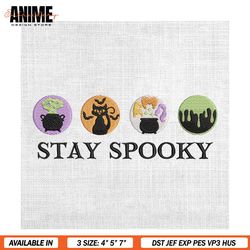 Stay Spooky Halloween Potion Witch Cat Sticker Embroidery