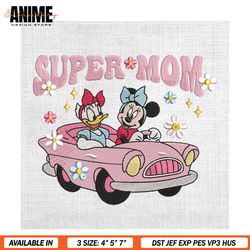 Super Mom Minnie And Daisy Car Embroidery
