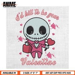 I'd Like To Be Your Valentine Chibi Jack Skellington Embroidery