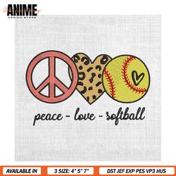 Peace Love Softball Leopard Sport Embroidery