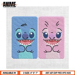 Stitch Angel Couple Face Sticker Embroidery