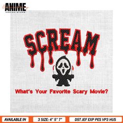 Scream Ghostface What's Your Favorite Scary Movie Embroidery