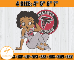 Atlanta Falcons Embroidery, Betty Boop Embroidery, NFL Machine Embroidery Digital, 4 sizes Machine Emb Files -28-Hoklas