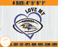 Ravens Embroidery, NFL Ravens Embroidery, NFL Machine Embroidery Digital, 4 sizes Machine Emb Files - 06-Hoklas