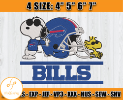 Buffalo Bills Embroidery, Snoopy Embroidery, NFL Machine Embroidery Digital, 4 sizes Machine Emb Files-01 & Hoklas