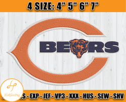 Chicago Bears Embroidery, NFL Chicago Bears Embroidery, NFL Machine Embroidery Digital, 4 sizes Machine Emb Files - 02 H