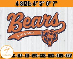 Chicago Bears Embroidery, NFL Chicago Bears Embroidery, NFL Machine Embroidery Digital, 4 sizes Machine Emb Files - 04 H