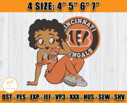 Bengals Betty Boop Embroidery Design, Betty Boop Embroidery, Cincinnati Bengals Embroidery