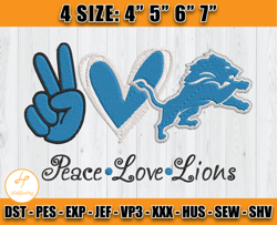 Peace Love Lions Embroidery File, Detroit Lions Embroidery, Football Embroidery Design, Embroidery Patterns