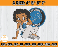 Betty Boop Detroit Lions Embroidery File, Detroit Lions Embroidery, Betty Boop Design, NFL Teams, Sport Embroidery
