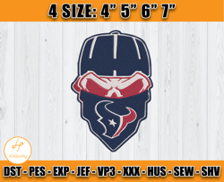 Houston Texans Skull Embroidery, Skull Embroidery Design, Houston Texans Logo, NFL Team Embroidery Design