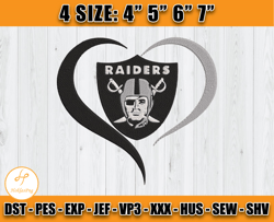 Raiders Heat Embroidery, Football Heart Embroidery, Raiders Logo, Logo sport embroidery