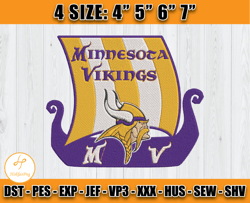 Minnesota Vikings Embroidery Design, NFL Embroidery Designs, Embroidery Patterns, Machine Embroidery Design