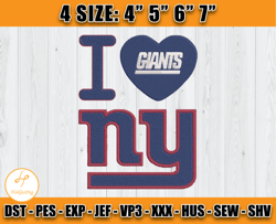 I Love Giants Embroidery File, New York Giants Logo Embroidery, Nfl Embroidery Patterns, Sport Embroidery