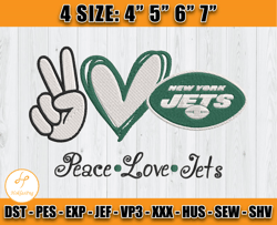 Peace Love New York Jets Embroidery File, New York Jets Embroidery, Football Embroidery Design