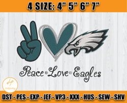 Peace Love Eagles Embroidery File, Philadelphia Eagles Embroidery, Football Embroidery Design, Embroidery Patterns