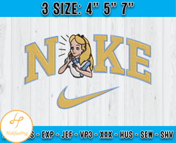 Nike Alice Embroidery, Alice Embroidery, Disney Characters Embroidery